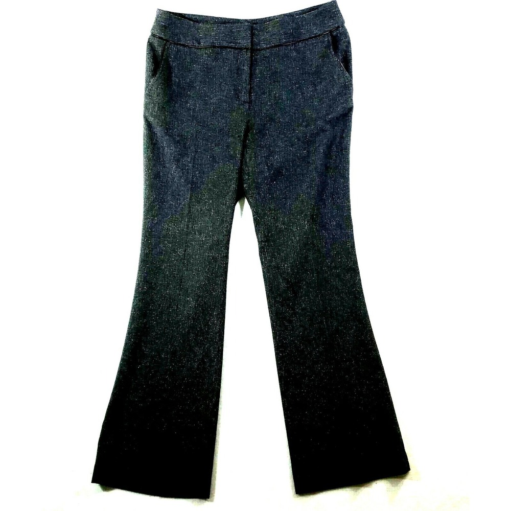 Jones New York Women 10 Dress Pants Gray Heathered Stretch Vinyl Trim Bootcut